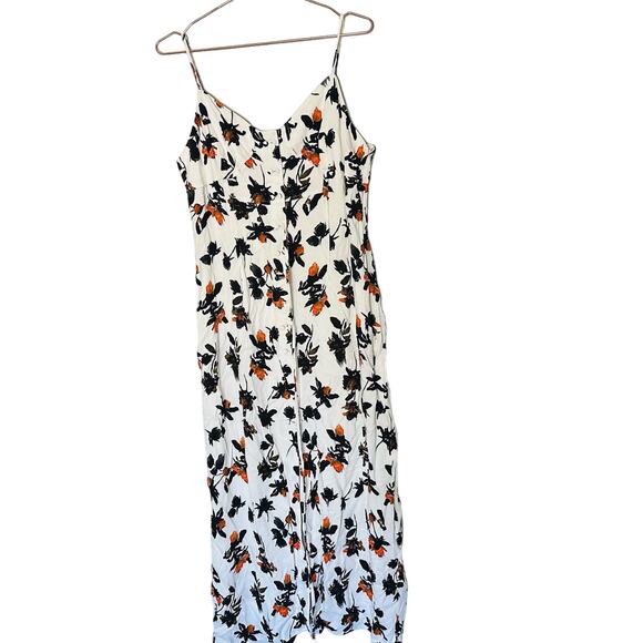 DEREK LAM White Floral Print Camisole Button Front Waist Tie Midi Dress Size 12 - Picture 2 of 16